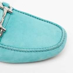 Pre Owned Salvatore Ferragamo Blue Suede Gancini Loafers Size 43