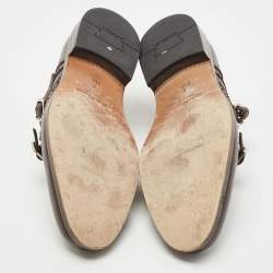 Pre Owned Salvatore Ferragamo Brown Brogue Leather Monk Derby Size 42