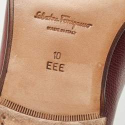 Pre Owned Salvatore Ferragamo Burgundy Leather Gancini Bit Loafers Size 44
