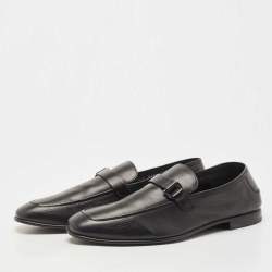 Pre Owned Salvatore Ferragamo Black Leather Gancini Loafers Size 44.5 