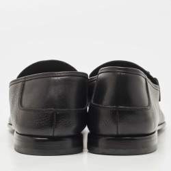 Pre Owned Salvatore Ferragamo Black Leather Gancini Loafers Size 44.5 