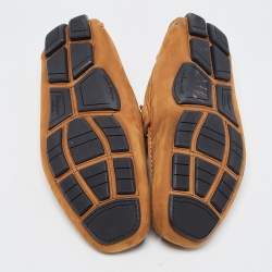 مملوكة مسبقًا Salvatore Ferragamo Brown Nubuck Leather Slip On Loafers Size 45.5