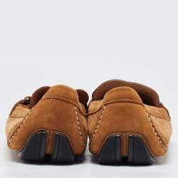 مملوكة مسبقًا Salvatore Ferragamo Brown Nubuck Leather Slip On Loafers Size 45.5