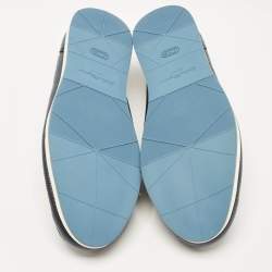 Pre Owned Salvatore Ferragamo Navy Blue Leather Rieti Gancini Loafers Size 44.5