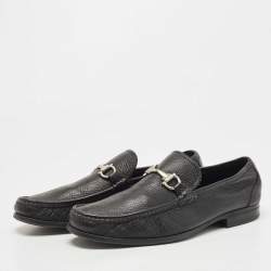 Pre Owned Salvatore Ferragamo Black Leather Gancini Loafers Size 43.5