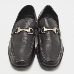 Pre Owned Salvatore Ferragamo Black Leather Gancini Loafers Size 43.5