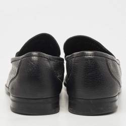 Pre Owned Salvatore Ferragamo Black Leather Gancini Loafers Size 43.5