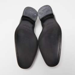 Pre Owned Salvatore Ferragamo Black Patent Leather Slip On Loafers Size 42.5