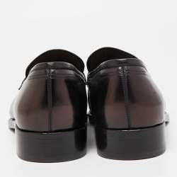 Pre Owned Salvatore Ferragamo Black Leather Slip On Loafers Size 41.5