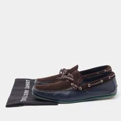 Pre Owned Salvatore Ferragamo Suede and Leather Slip On Loafers Size 45