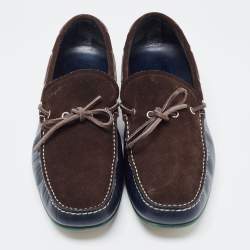 Pre Owned Salvatore Ferragamo Suede and Leather Slip On Loafers Size 45