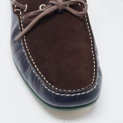 Pre Owned Salvatore Ferragamo Suede and Leather Slip On Loafers Size 45