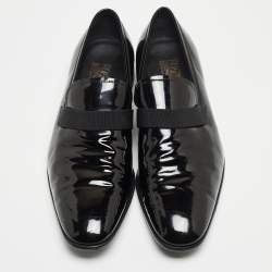Salvatore Ferragamo Black Patent Leather Antoane Loafers Size 46