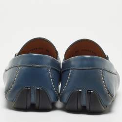 Pre Owned Salvatore Ferragamo Blue Leather Parigi Gancini Loafers Size 42.5
