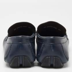 Pre Owned Salvatore Ferragamo Navy Blue Leather Slip On Loafers Size 42.5 