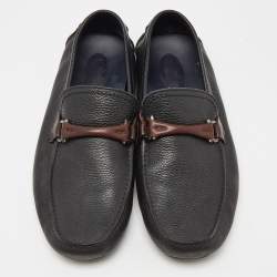 مملوكة مسبقًا Salvatore Ferragamo Black Leather Slip On Loafers Size 42.5 