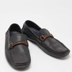 مملوكة مسبقًا Salvatore Ferragamo Black Leather Slip On Loafers Size 42.5 