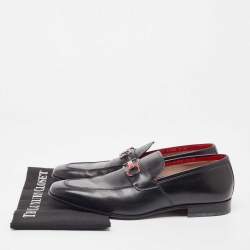 Pre Owned Salvatore Ferragamo Black Leather Gancini Bit Loafers Size 43