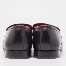 Pre Owned Salvatore Ferragamo Black Leather Gancini Bit Loafers Size 43