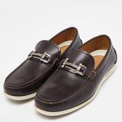 Pre Owned Salvatore Ferragamo Brown Leather Gancini Loafers Size 41