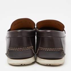 Pre Owned Salvatore Ferragamo Brown Leather Gancini Loafers Size 41