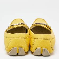 Pre Owned Salvatore Ferragamo Yellow Leather Parigi Slip On Loafers Size 48