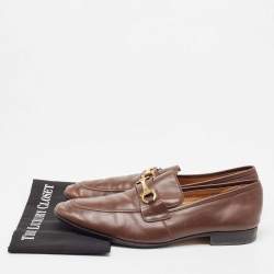 Pre Owned Salvatore Ferragamo Brown Leather Horsebit Slip On Loafers Size 45