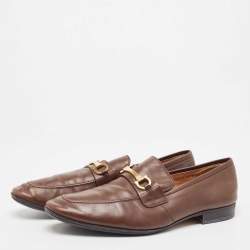 Pre Owned Salvatore Ferragamo Brown Leather Horsebit Slip On Loafers Size 45