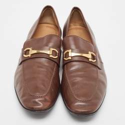 Pre Owned Salvatore Ferragamo Brown Leather Horsebit Slip On Loafers Size 45
