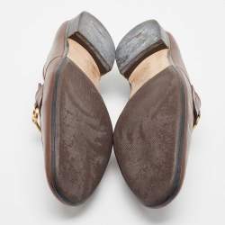 Pre Owned Salvatore Ferragamo Brown Leather Horsebit Slip On Loafers Size 45