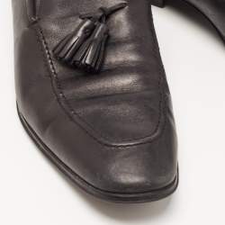 Salvatore Ferragamo Black Leather Loreno Tassel Slip On Loafers Size 45