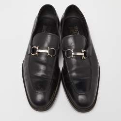 Pre Owned Salvatore Ferragamo Black Leather Gancini Loafers Size 43.5
