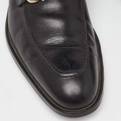 Pre Owned Salvatore Ferragamo Black Leather Gancini Loafers Size 43.5