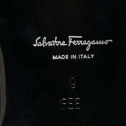 Pre Owned Salvatore Ferragamo Black Velvet and Leather Gancini Slip On Loafers Size 43