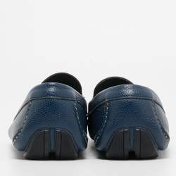 Salvatore Ferragamo Navy Blue Leather Parigi Gancini Loafers Size 42.5