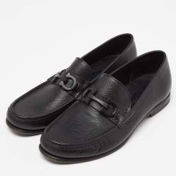 Pre Owned Salvatore Ferragamo Black Leather Gancini Bit Loafers Size 42