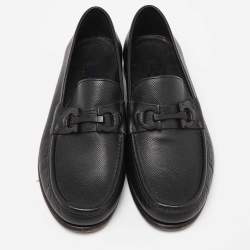 Pre Owned Salvatore Ferragamo Black Leather Gancini Bit Loafers Size 42