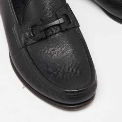 Pre Owned Salvatore Ferragamo Black Leather Gancini Bit Loafers Size 42