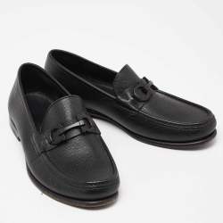 Pre Owned Salvatore Ferragamo Black Leather Gancini Bit Loafers Size 42
