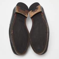 Pre Owned Salvatore Ferragamo Black Leather Gancini Bit Loafers Size 42