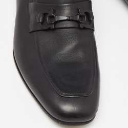 Pre Owned Salvatore Ferragamo Black Leather Horsebit Slip On Loafers Size 42