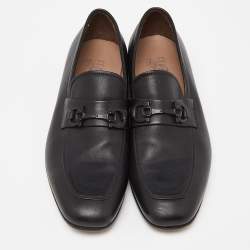 Pre Owned Salvatore Ferragamo Black Leather Horsebit Slip On Loafers Size 42