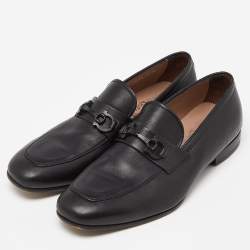 Pre Owned Salvatore Ferragamo Black Leather Horsebit Slip On Loafers Size 42