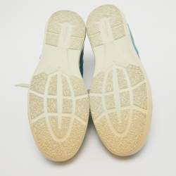 Pre Owned Salvatore Ferragamo Blue Leather Lace Up Sneakers Size 41.5