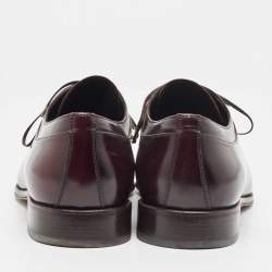Pre Owned Salvatore Ferragamo Burgundy Leather Lanier Lace Up Derby Size 44