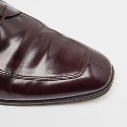 Pre Owned Salvatore Ferragamo Burgundy Leather Lanier Lace Up Derby Size 44