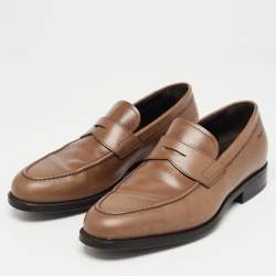 Pre Owned Salvatore Ferragamo Brown Leather Penny Loafers Size 40.5 