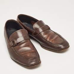 Salvatore Ferragamo Brown Leather Slip On Loafers Size 41