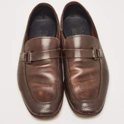 Salvatore Ferragamo Brown Leather Slip On Loafers Size 41