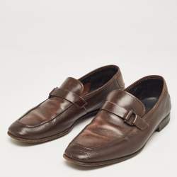 Salvatore Ferragamo Brown Leather Slip On Loafers Size 41